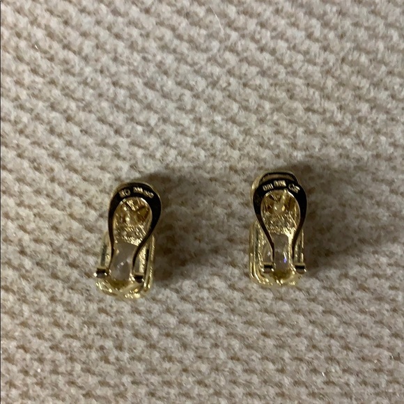 Saks Brand 14K Gold Earrings with CZ Crystals - Picture 4 of 9